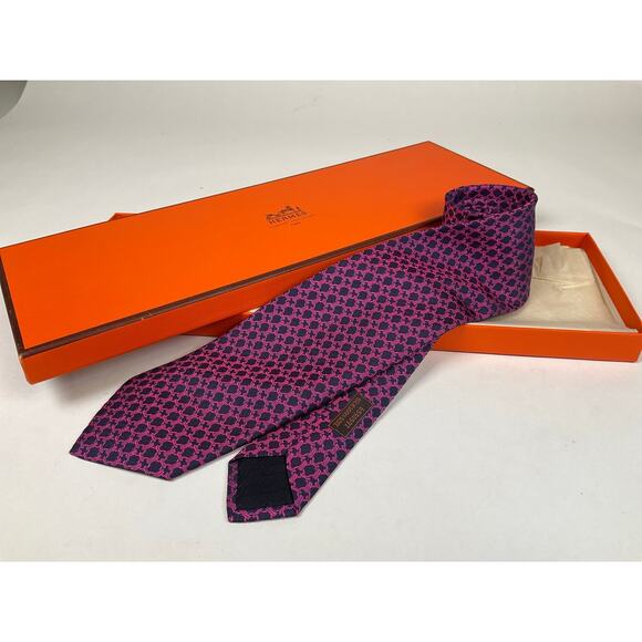 Men’s Hermès Chaine d'Ancre 100% Silk Neck Tie REF: 659059T | No Box - Picture 2 of 3